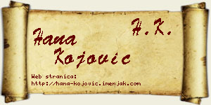 Hana Kojović vizit kartica
